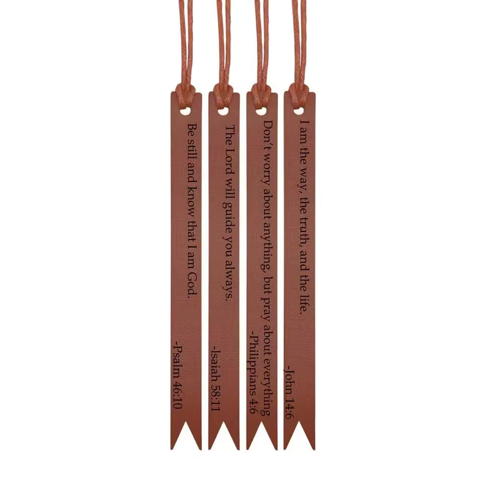 4-Pack Leather Bible Verse Bookmarks